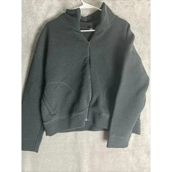 Banana Republic Womens Large Textured Fleece Workout Jacket Lounge Performance - Picture 1 of 7